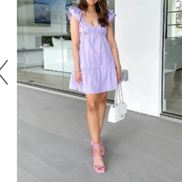 A&F Blogger Favorite Ruffle Flutter Sleeve Mini Dress sz S - Picture 2 of 10